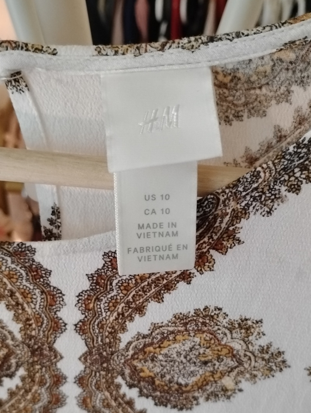H&M Cream Shift Dress with Brown Baroque Print - Picture 3 of 7
